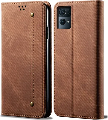 Produktbild von OPPO Reno7 Pro 5G Hülle, Leder Brieftasche Flip Bookstyle Schutzhülle mit Standfunktion für OPPO Reno7 Pro 5G Braun