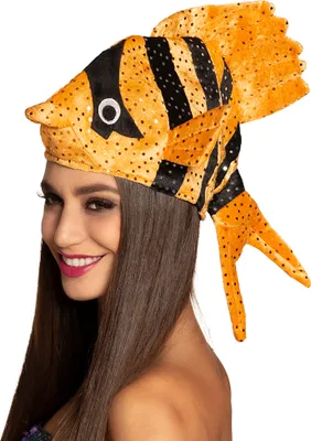 Produktbild von B99942 orange-schwarz Damen Herren Fisch Mütze Kappe Hut