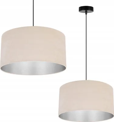 Immagine prodotto di Lampada a sospensione, lampadario da soffitto, cromo, paralume in velluto