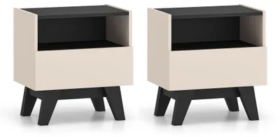 Produktbild von 2er-Set Nachtkonsolen Freshion Nachttisch 50x34x53cm Kaschmir schwarz