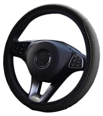 Obrázok produktu pre Poťah na volant, kožený, elastický, priedušný, protišmykový, čierny, 37-38 cm