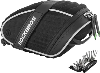 Produktbild von ROCKBROS Fahrrad Multitool 16-in-1 mit Satteltasche 1L, Fahrrad Reparaturset Werkzeugset, Wasserdicht Schwarz