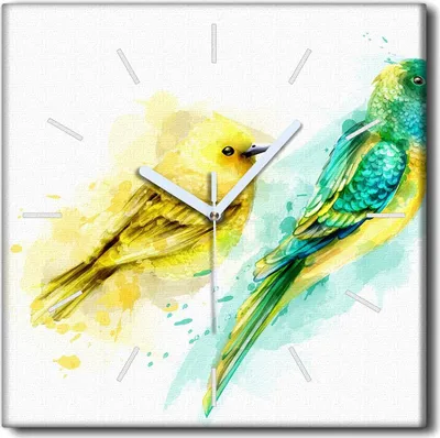 Produktbild von Coloray Uhr auf Leinwand 30x30 cm Wand Uhr Dekoration Wohnzimmer Segeltuch weiße Zeiger -Tiere von Tropenvögeln