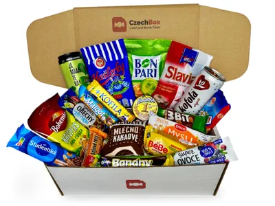 Produktbild von CzechBox Office - Leckere Box mit 19 sorgfältig ausgewählten tschechischen Snacks und Süßigkeiten.
