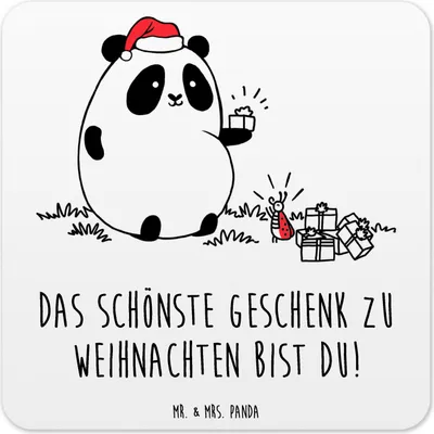 Produktbild von Mr. & Mrs. Panda Tassenuntersetzer Panda Weihnachtsgeschenk 15er Set - Weiß - Geschenk, Tischuntersetzer, Glas-Untersetzer, Design Untersetzer, für Gläser, Coaster