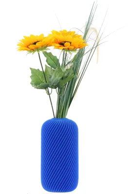 Produktbild von 3D Druck Deko Vase Flasche für Kunstblumen Blumenvase Trockenblumen für Pampasgras Höhe 16cm Blau Vase für Bauklotzblumen