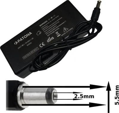 Obrázok produktu pre 18,5 V/4,9 A 90 W nabíjačka 5,5x2,5 mm HP EOL konektor