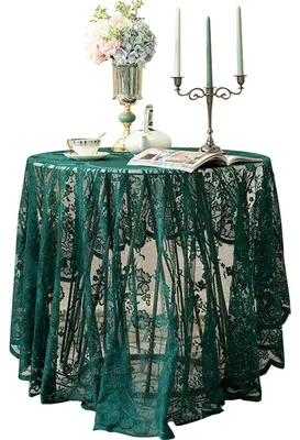 Produktbild von Tischdecke Spitze Grün Bestickt Floral Rund 190 cm