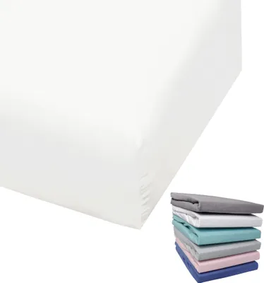 Produktbild von Bierbaum Biber Spannbettlaken Baumwolle 180x200 cm Weiß Grau Blau Rosa Türkis Silber Flieder Grün Taupe Rundgummi, Farbe:Weiß