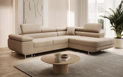 Produktbild von Modernes Ecksofa ASTON mit Schlaffunktion & Bettkasten, Ausziehbare Wohnlandschaft in L-Form, Stauraum, Schlafsofa, Rechts