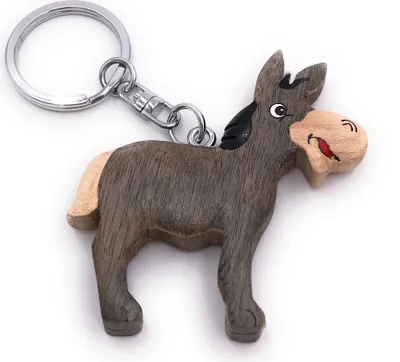 Produktbild von Onwomania Schlüsselanhänger aus Holz Esel Tier Hausesel Lasttier Pferdeart Anhänger Charm