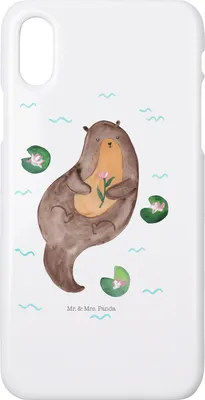 Produktbild von Mr. & Mrs. Panda Iphone 10 Handyhülle Otter Seerose - Weiß - Geschenk, X, Cover, Wasser, Handy, glücklich, Fluss, Seeotter, Hülle