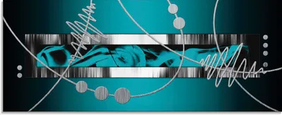 Produktbild von ARTland Glasbild Silber abstrakt auf petrol Größe: 125x50 cm