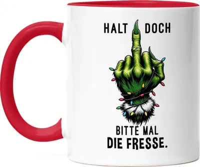 Produktbild von Halt doch bitte mal die Fresse Tasse Rot Lustig Weihnachten Anti Christmas