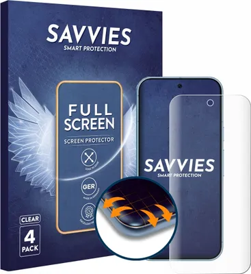 Produktbild von 4x Savvies Fullscreen Schutzfolie für Google Pixel 9 Pro Displayschutz Folie Fullcover Klar Transparent