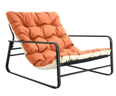 Produktbild von HomeMiYN Sessel, Liegesessel, geeignet für Wohnzimmer und Garten, mit Polsterung, für 2 Personen, Stahlgestell, orange