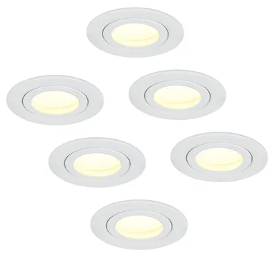 LED Einbauspots 6er Set IP44 dimmbar 5W 3000K warmweiß