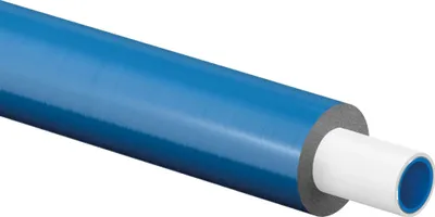 Produktbild von UPONOR Uni Pipe PLUS, weiß, vorgedämmt, S6 WLS 035, 25 x 2,5mm, blau, Bund mit 50m, 1 Stk.