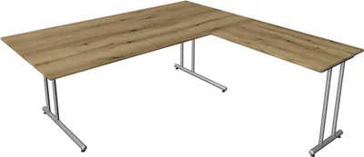 Produktbild von Schreibtisch start up Fuß silber BxT 200x200cm eiche