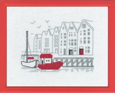 Image de Permin Kit de broderie au point de croix "Bergen", motif à compter, 18x14cm, 13-7120