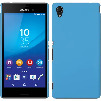Produktbild von PhoneNatic Case kompatibel mit Sony Xperia M4 Aqua - Hülle hellblau gummiert Hard-case + 2 Schutzfolien
