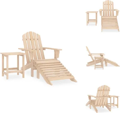 Obrázek produktu pro vidaXL Zahradní židle Adirondack s podnožkou a stolem z masivního jedlového dřeva - Sady zahradního nábytku