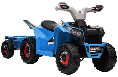 Productafbeelding van Quad voor kinderen met aanhanger | Kleur: Blauw/Grijs/Zwart | Afmetingen: 41,5 x 106 x 48,5 cm