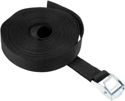 Image de Sangle de sécurité à fermeture à cliquet - Sangle de sécurité tressée - Arrimage de chargement - Haute résistance à la traction - 5 mètres x 25 mm - Noir