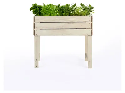 Produktbild von Hochbeet STELZO M 85x40x75 (BxTxH) aus Kiefer, Blumenbeet aus Holz, wetterfest, für Innen- und Außenbereich, Kräuterbeet für Garten, Balkon und Terrasse, schmal und modular