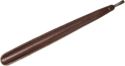 Produktbild von Langer Schuhanzieher mit echtem Leder Dunkel Braun Eidechse gedruckt - Schuhlöffel mit starker Schaufel aus Stahl - L. cm. 53 - Hergestellt in Italien