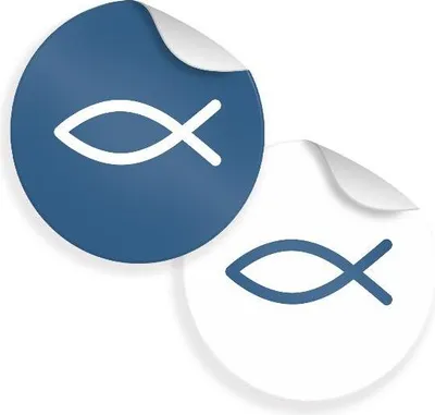 Produktbild von 24x Sticker Fisch  (Motiv 31) 4cm Aufkleber Taufe Kommunion Konfirmation