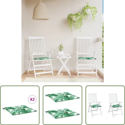 Produktbild von The Living Store Sitzkissen 2 Stk. Blattmuster 50x50x3 cm Stoff