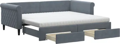 Obrázok produktu pre vidaXL Denná rozkladacia posteľ so zásuvkami tmavosivá 90x190 cm zamat