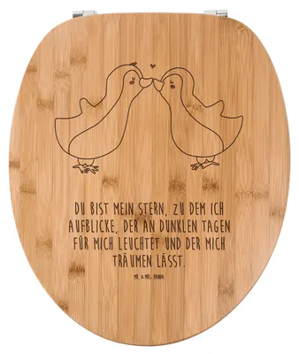 Produktbild von Mr. & Mrs. Panda WC Sitz Pinguin Liebe - Transparent - Geschenk, Vertraut, bambus toilettensitz, Hochzeit, Hochzeitstag, Ehefrau, Klobrille, Toilettendeckel, WC-Brille