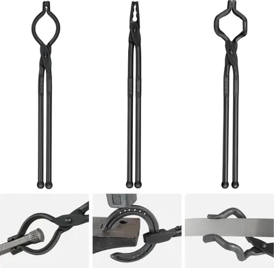 Produktbild von Schmiedezange-Set, V-Bit, Wolf, ZV-Zange 3 Stk. Kohlenstoffstahl Schmiedezange, 461 x 68 x 18 mm / 458 x 38 x 19 mm / 463 x 78 x 52,3 mm, Schmiedezange mit Verlängertem Griff