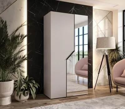 Obrázok produktu pre Úzka zrkadlová skriňa 100 cm ELIRA 2 - kašmír / čierny úchyt