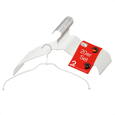 Produktbild von MAWA Light Kleiderbügel, 20er-Set, rutschfest, 42 cm, Weiß, drehbar