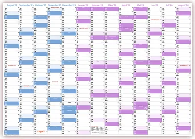 Produktbild von gefaltet Schuljahreskalender 2025/2026 DIN A1 - August 2025 bis August 2026, 13 Monate - Wandkalender Schuljahresplaner