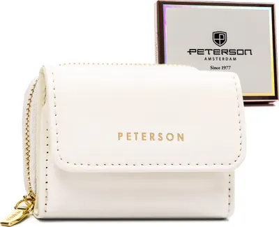 Produktbild von Peterson | Elegante Damengeldbörse, aus lackiertem , Weiß, 9x6.5 cm