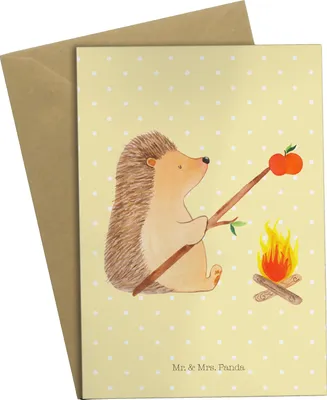 Produktbild von Mr. & Mrs. Panda Grußkarte Igel Grillen - Gelb Pastell - Geschenk, Lustige Sprüche, Ziele, osterkarte, Motivation, Sinn Des Lebens, weihnachtskarten, Spruch, Grußkarten