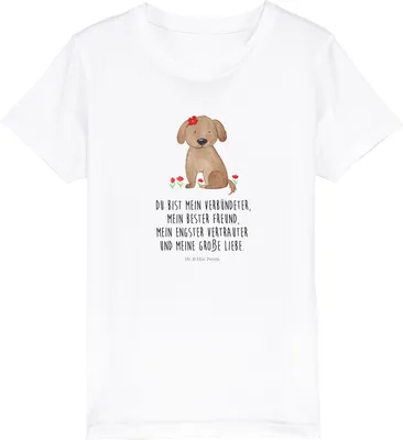 Produktbild von Mr. & Mrs. Panda Kleinkinder T-Shirt Hund Dame 5-6 Jahre (110/116) - Weiß - Geschenk, Kinder Shirt, Sprüche, Kindershirt, Jungen, Liebenswert, Teenager, Hunde, Liebe