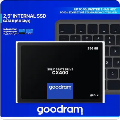 Obrázok produktu pre Rýchly Ssd 256Gb 2,5" Sata Iii Disk Pre Počítač A Notebook Goodram Cx400