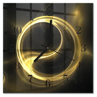 Produktbild von Tulup Glasuhr Wanduhr Küchenuhr Echt-Glas 30x30 cm Modern Dekorativ Geräuschlos Schwarzen Zeigern - Abstraktionskreis
