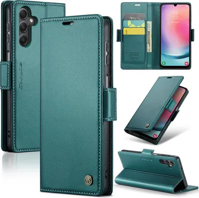 Image de Galaxy A24 4G Housse, Portefeuille en cuir Porte-cartes Housse avec fonction stand pour Samsung Galaxy A24 4G Vert