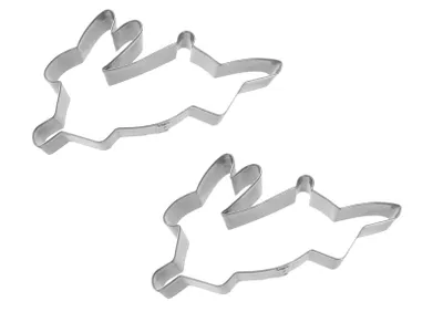 Produktbild von 2 x Edelstahl Präge Ausstecher Plätzchenform Osterhase Hase springend 17cm