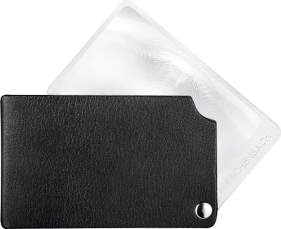 Produktbild von Scheckkartenlupe schwarz visoPOCKET 2,5x Leder ESCHENBACH