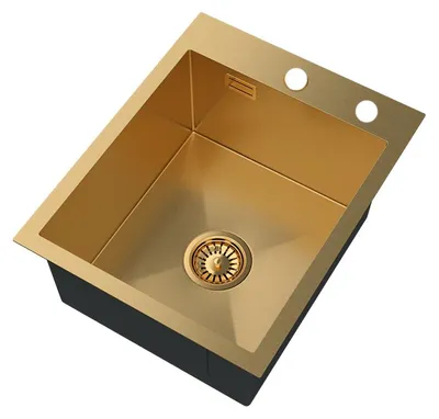 Produktbild von Granitan - Edelstahlspüle - Spülbecken 40x50 cm - Küchenspüle Gold - mit Siphon - Unterbau - BARI40