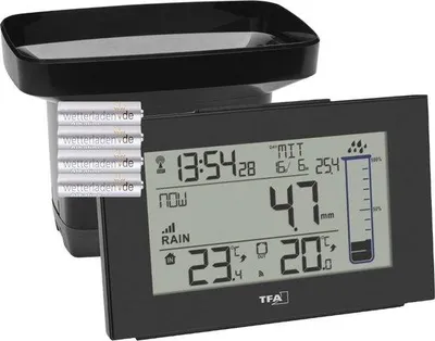 Productafbeelding van Famanu regenmeter met grafische weergave en temperatuurmeting - draadloos