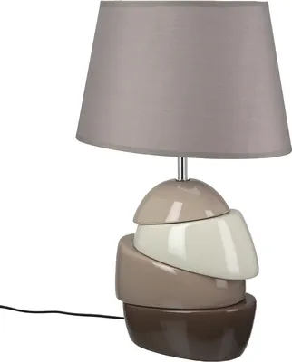 Produktbild von Gilde Tischleuchte, rund, "Semiasse", Keramik, braun, VE 1, L. 20 cm, B. 32 cm, H. 48 cm