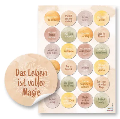 Produktbild von 96 Geschenkaufkleber Sprüche - positives Mindset Liebe Freundschaft 4 cm